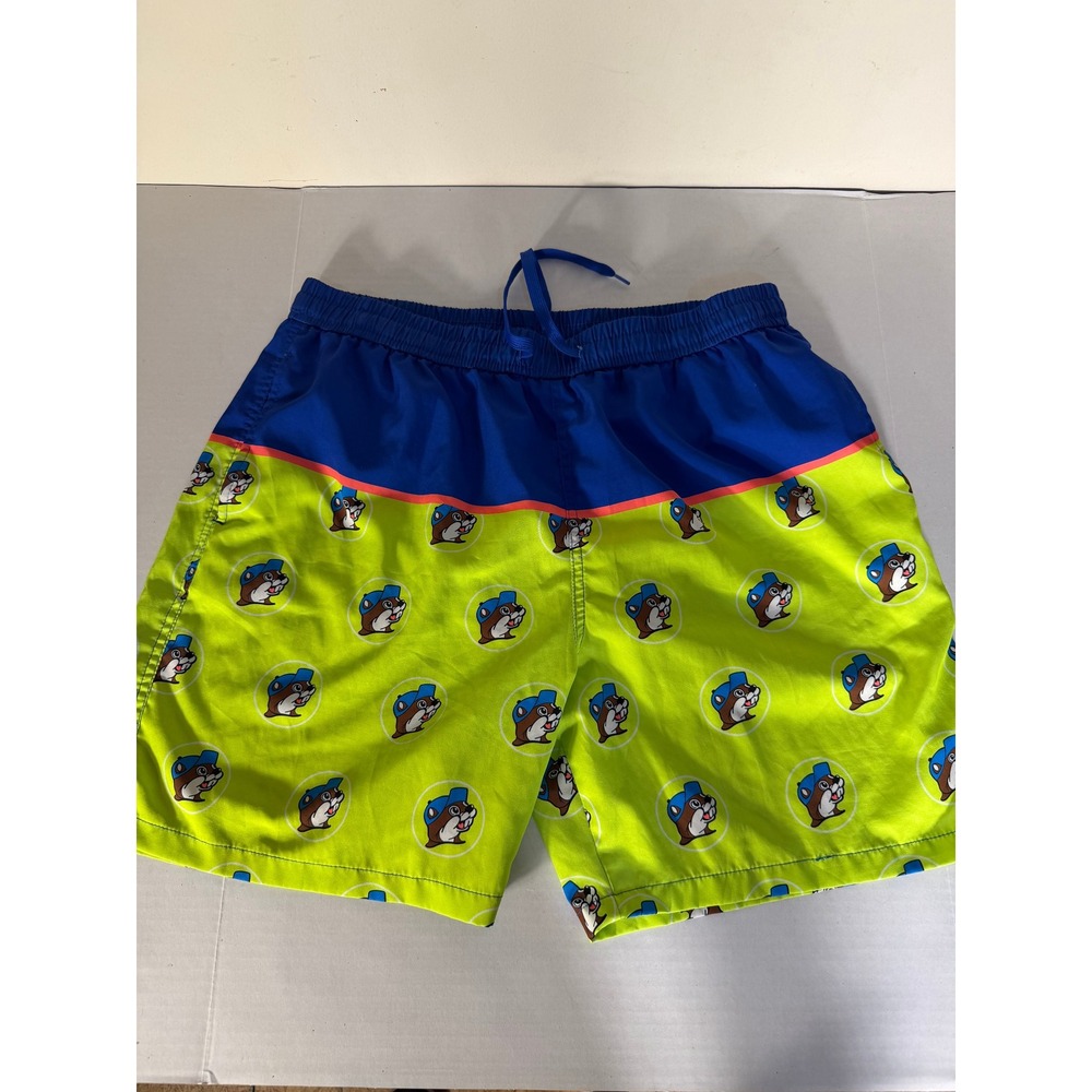 Buc-ee's Beaver Mascot Swim Shorts‎ Neon Green Blue 2X Womens Mens Board Shorts